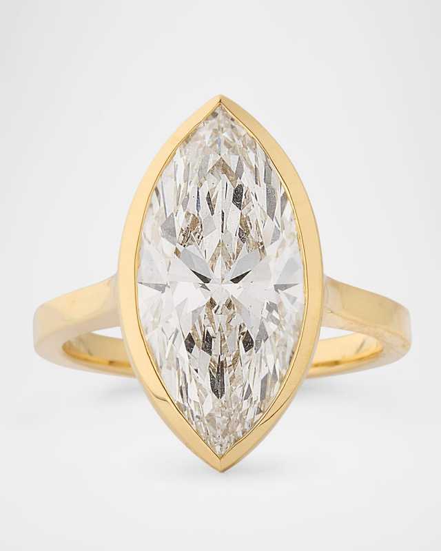 Lab Grown Diamond 14K Yellow Gold Marquise Cut Solitaire Ring, 6.00tcw